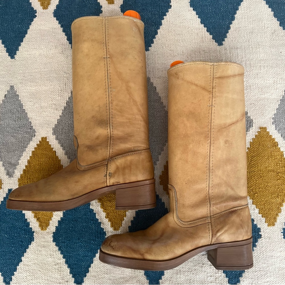 Leather campus boots banana